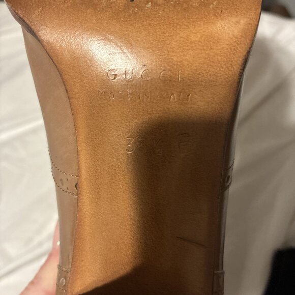 Gucci Authentic Solid Brown Leather Vintage Medium Block Heels Lace Up 5.5 - Picture 8 of 8